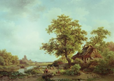 Een bebost landschap door Frederick Marianus Kruseman