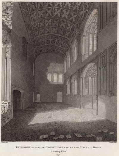 Interieur van een deel van Crosby Hal door Frederick Nash