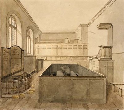 De kapel, Newgate-gevangenis door Frederick Nash
