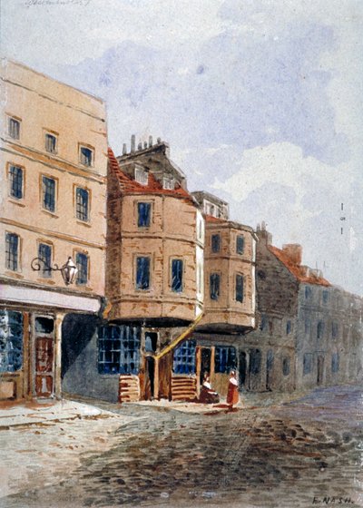 Uitzicht op het Huis van Oliver Cromwell, Clements Lane, Westminster, Londen door Frederick Nash