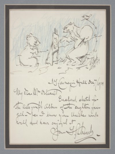 Handgeschreven brief met schets door Frederick Stuart Church