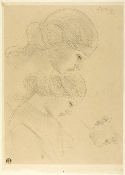Schetsen van het profiel van de vrouw door Frederick William Burton