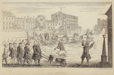 De Motie: satire op de pogingen in het Parlement om Sir Robert Walpole als premier af te zetten in 1741 (gravure) door Frederick William Fairholt