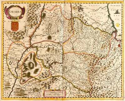 Kaart van het Koninkrijk Navarra (Frankrijk) (ets) door Frederick de Wit