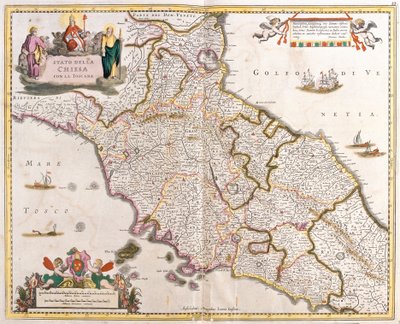 Kaart van de Staten van de Kerk in Toscane (Italië) door Frederick de Wit