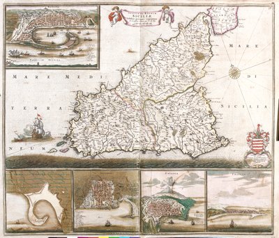 Sicilië (steden: Messina, Milazzo, Catania, Trapani, Italië door Frederick de Wit