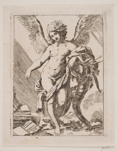 Een genie leunend op een hoorn des overvloeds door Frederik Grotschilling