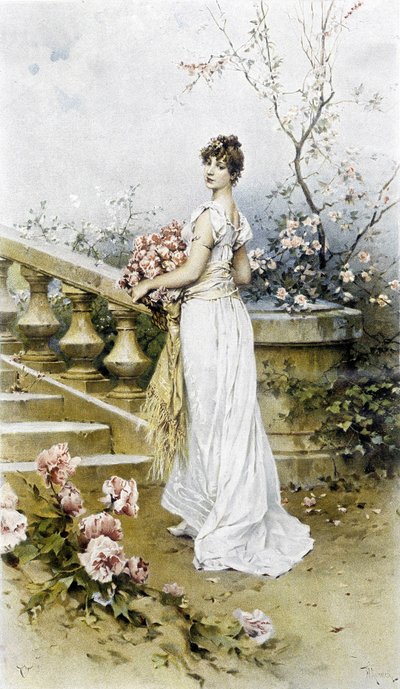Vrouw - allegorie van de vroege zomer, kalender geïllustreerd door Hubert Dys, geschilderd door F.H. Kaemmerer door Frederik Hendrik Kaemmerer