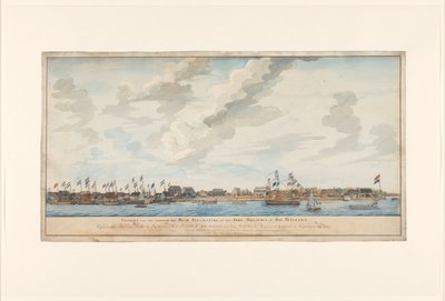 Gezicht op de stad Paramaribo en het Fort Zeelandia door Frederik Jägerschiöld (signed by artist)