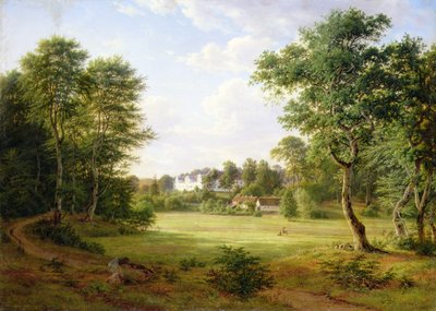 Deens landschap met een klein kasteel door Frederik Kiaerskou