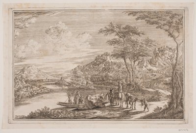 Een veerboot in een berggebied door Frederik Laub
