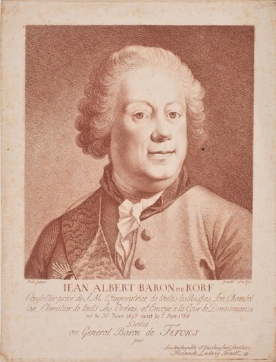 Portret van Baron Johann Albrecht von Korff 1697-1766, Midden van de 18e eeuw door Frederik Ludvig  Bradt