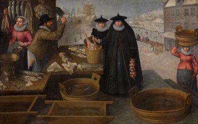 Vismarkt door Frederik Valckenborch