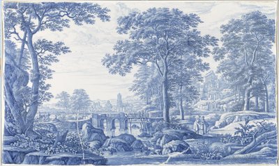 Plaque met een Italiaans landschap door Frederik van Frytom (attributed to)