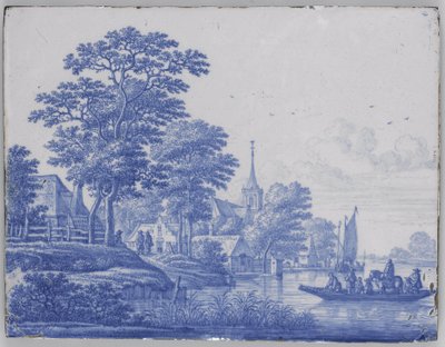 Rechthoekige plaque met rivierlandschap door Frederik van Frytom (attributed to)