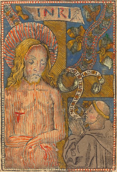 De man van smarten met een franciscaan door French 15th Century