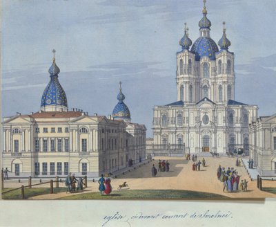 De Smolny Opstandingskathedraal in Sint-Petersburg, 1830-1840s door French Master