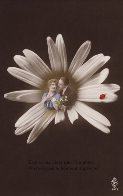 Een jong koppel in het midden van een bloem met een lieveheersbeestje door French Photographer