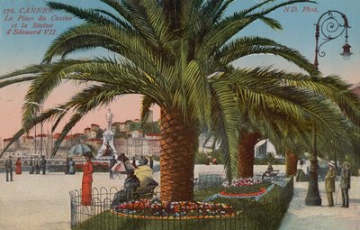 Cannes - Place du Casino en standbeeld van koning Edward VII van Engeland door French Photographer