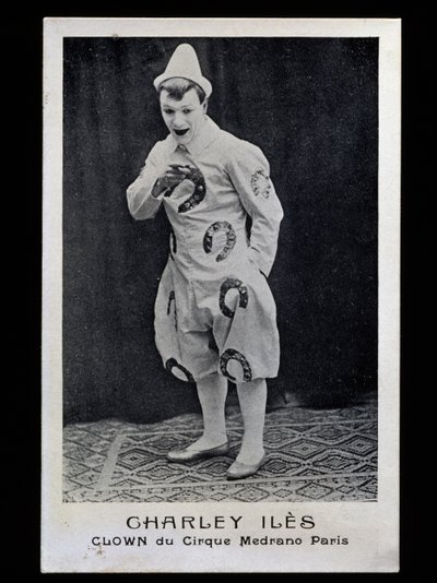 Clown Charley Iles (1876-?) van het Medrano circus in Parijs, circa 1910, ansichtkaart, Frankrijk, 20e eeuw door French Photographer