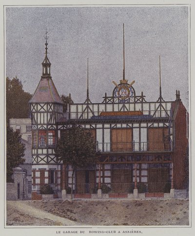 Clubhuis van de Societe des Regates Parisiennes roeiclub, Asnieres, Parijs, Frankrijk door French Photographer
