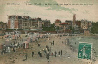 Dinard - het strand en het Royal Hotel. Ansichtkaart verzonden in 1913 door French Photographer