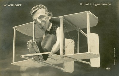 Beeldje van Wilbur Wright in een vliegtuig door French Photographer