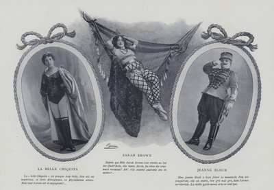Franse actrices en zangeressen La Belle Chiquita, Sarah Brown en Jeanne Bloch door French Photographer
