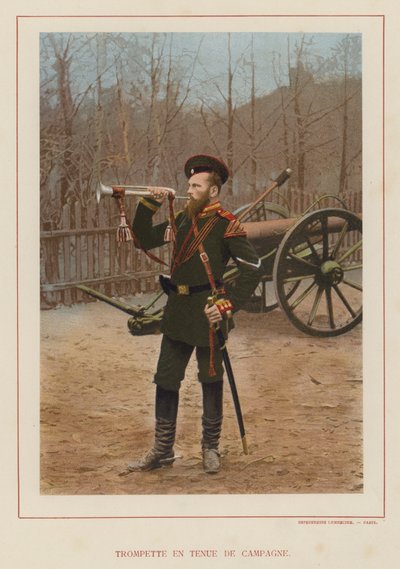 Het Russische Leger: Trompettist in Velduniform (foto) door French Photographer