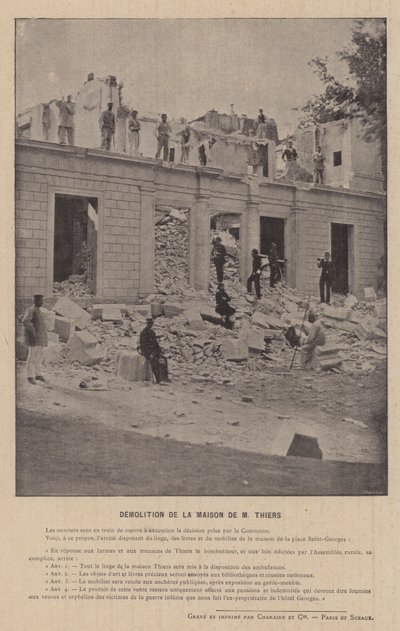 La Commune de Paris, Sloop van het huis van M. Thiers door French Photographer
