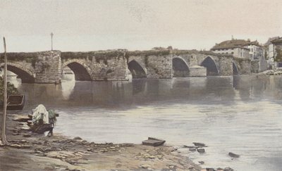 Limoges, Pont Saint-Martial, uitzicht stroomopwaarts (linkeroever van de Vienne) door French Photographer