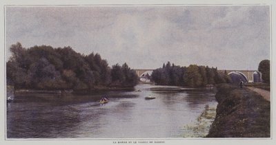 De rivier de Marne en het viaduct van Nogent, Frankrijk door French Photographer