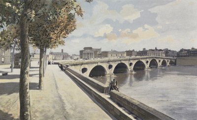 Toulouse, Pont-Neuf, Uitzicht stroomopwaarts op de linkeroever van de Garonne door French Photographer