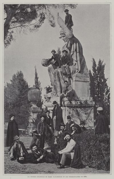 Bezoekers bij het standbeeld van Rome Victorious door French Photographer