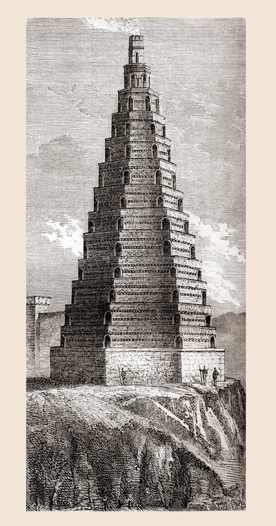 Een 19e-eeuwse afbeelding van De Toren van Orde, vernietigd in 1644, Boulogne-sur-Mer, Frankrijk, uit 