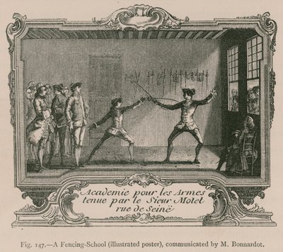 Een schermschool (geïllustreerde poster, gecommuniceerd door M. Bonnardot) door French School