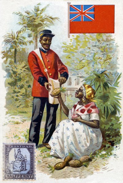 Een postbode in Trinidad, eind 19e eeuw door French School
