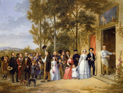 Een bruiloft bij de Coeur Volant, Louveciennes, ca. 1850 door French School