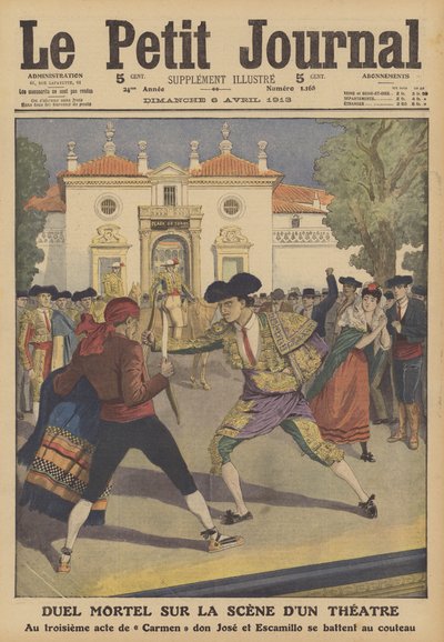 Een dodelijk duel op het toneel van een theater in Spanje door French School