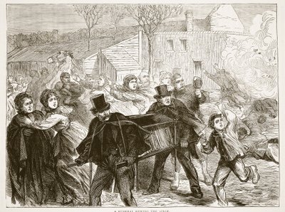 Een begrafenis tijdens het beleg, maart 1871, illustratie uit Cassells Geschiedenis van de Oorlog tussen Frankrijk en Duitsland, 1870-1871 door French School