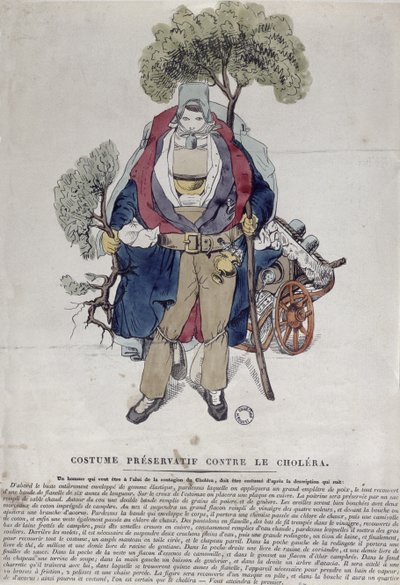 Een man beschermd tegen cholera, ca. 1831 door French School