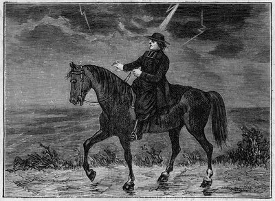 Een priester opgeblazen op zijn paard door French School