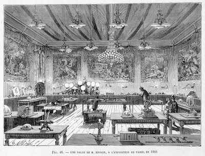 Een kamer van de heer Edison op de Parijse tentoonstelling in 1881 - in 
