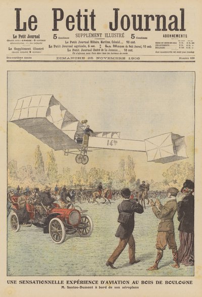 Een sensationele vlucht in het Bois de Boulogne, Parijs (kleurenlitho) door French School