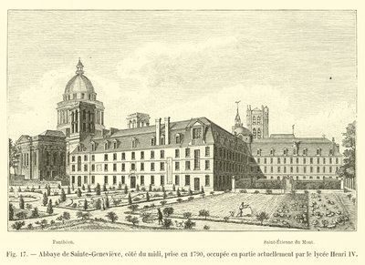 Abdij van Sainte-Genevieve, zuidkant, genomen in 1790, momenteel gedeeltelijk bezet door het lyceum Henri IV door French School