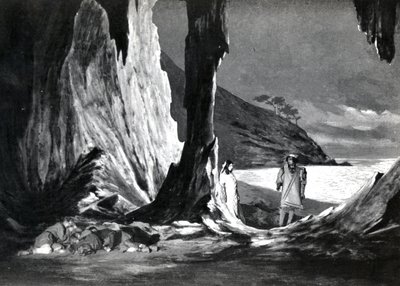 Acte II, Scene 3 van Pelleas et Melisande door Debussy, van een foto van de eerste productie in april 1902 van de opera in de Opera-Comique in Parijs, illustratie in Theatre magazine, juni 1902 door French School