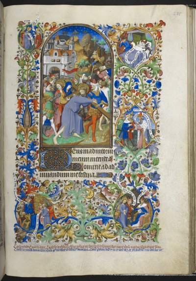 Uren van de Passie [Sext], Christus die het kruis draagt, uit Getijdenboek (The Bedford Hours) c.1410-30 door French School