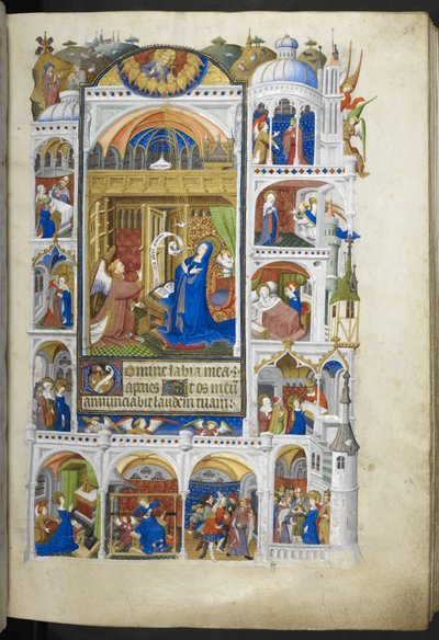 De Aankondiging, uit Getijdenboek (The Bedford Hours) c.1410-30 door French School