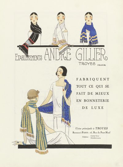 Reclame voor Etablissements Andre Gillier , café jaren 1920 (sjabloondruk) door French School