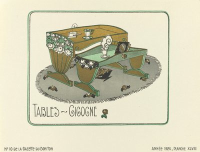 Advertentie voor "Tafels - Gigogne", pub.1920 (stencilprint) door French School